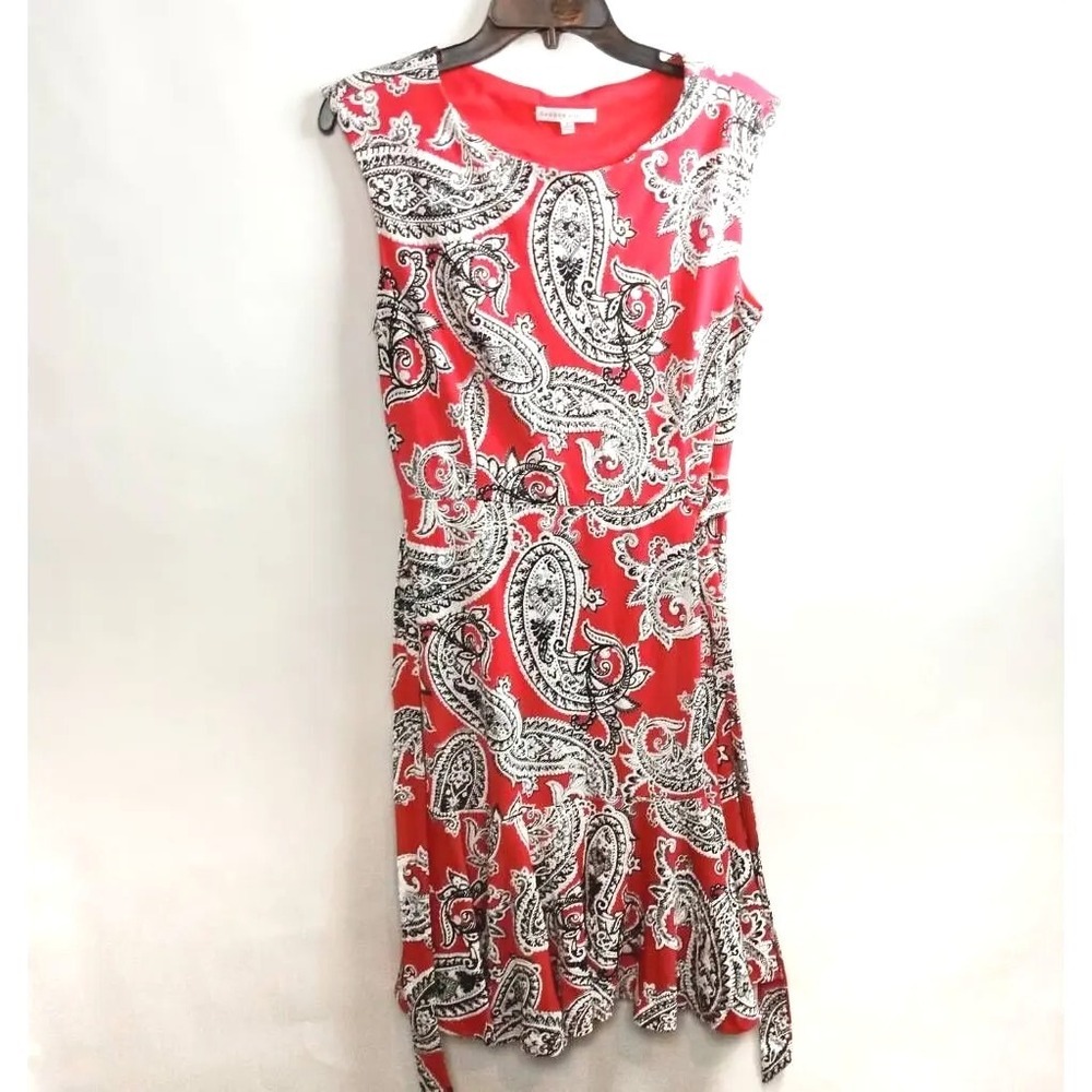 Sandra Darren Womens A Line Dress Multicolor Paisley Knee Length Sleeveless 10